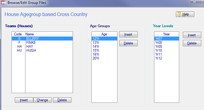 Set Teams and Age Groups