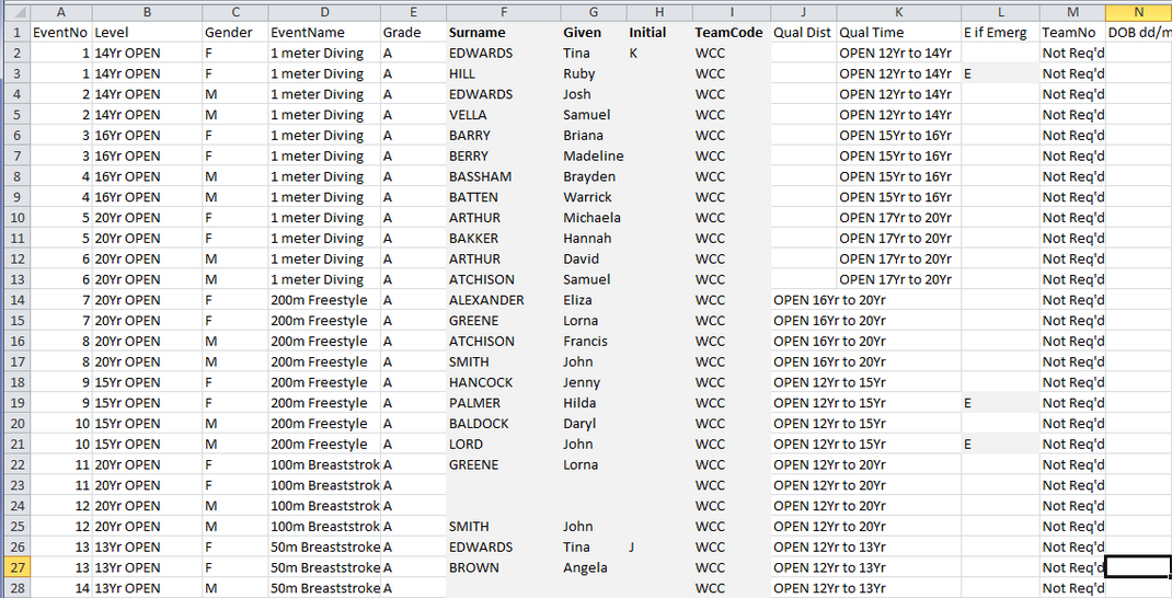 SchoolTeam.csv filled in by direct entry