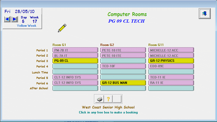 Daily booking grid